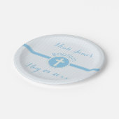 Taufe Blaues Kind Gottes, anpassbar Pappteller (Schrägansicht)