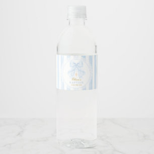 Taufe Blaues Schleifen Baby Junge Wasserflaschenetikett