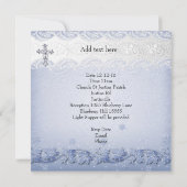 Taufe Blaues Spitzen Foto Jewel Cross Boy Einladung (Rückseite)