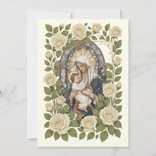 Taufe Bloral Jesus gesegnete Mutter Rose Einladung (Rückseite)