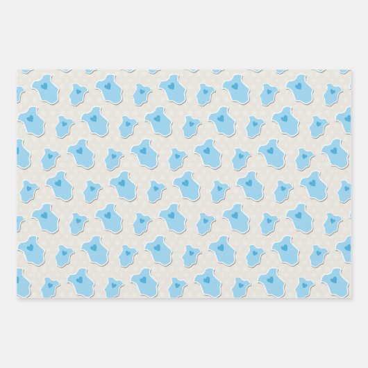 Taufe Blue Baby Cloud Cross Geschenkpapier Set (Vorderseite 3)