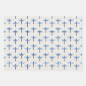 Taufe Blue Baby Cloud Cross Geschenkpapier Set (Vorderseite 2)