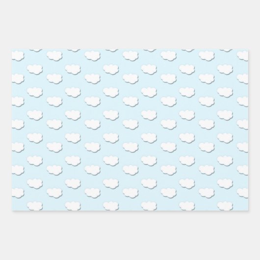 Taufe Blue Baby Cloud Cross Geschenkpapier Set (Vorderseite)