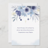 Taufe Blue Floral Card Einladung (Vorderseite)