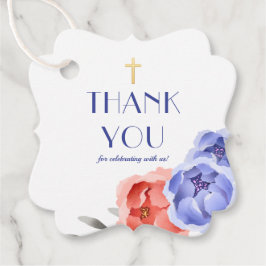 Taufe Blue Floral Watercolor Vielen Dank Geschenkanhänger