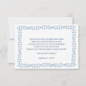 Taufe Blue Green Floral Vielen Dank Dankeskarte (Rückseite)