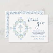 Taufe Blue Green Floral Vielen Dank Dankeskarte (Vorne/Hinten)