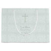 Taufe Blue Opal Delikate Blumenspitze Große Geschenktüte (Vorderseite)