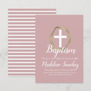 Taufe Blush Pink Gold Widmung Taufe Einladung