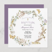 Taufe Blüten und Schmetterlinge Einladung (Vorne/Hinten)