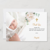 Taufe Blütengold Foto Dankeschön Karte (Vorderseite)