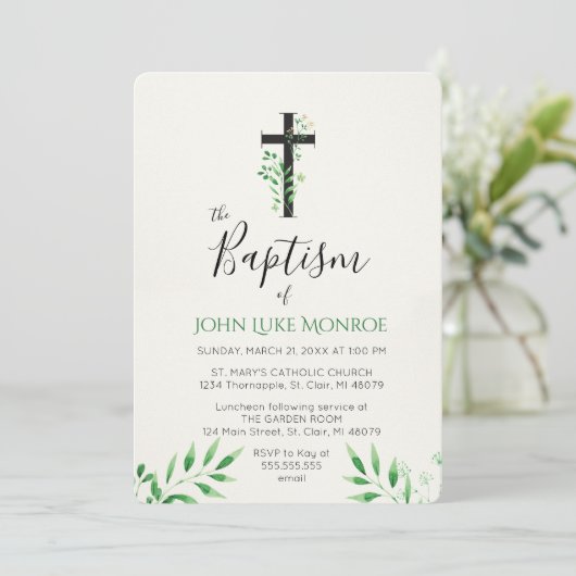 Taufe - Botanische Einladung (Stehend Vorderseite)
