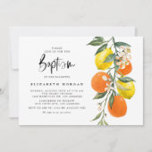 Taufe botanischer Orangen- und Zitronengarland Einladung (Vorderseite)