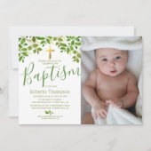 Taufe Botanisches Christening-Foto Einladung (Vorderseite)