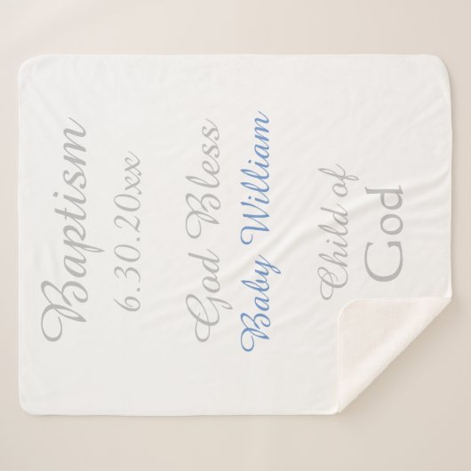 Taufe Boy Blue Star Rattle Medium Sherpadecke (Vorderseite (Horizontal))