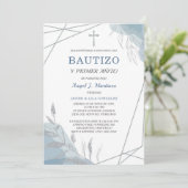 Taufe Boy Einladung Spanisch (Stehend Vorderseite)