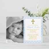 Taufe | Boy Eternity Rings Gold Cross Foto Einladung (Stehend Vorderseite)