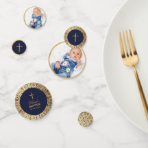 Taufe Boy Foto Navy Blue Gold Rose Vintag