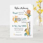 Taufe Boy Funny Musical Tiere und Bibel Verse Karte (Gelbe Blume)