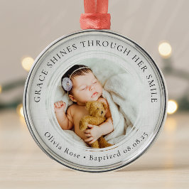 Taufe Boy Girl Foto Keepake Grace Shines Ornament Aus Metall