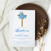 Taufe Boy Moderne Rose Dusty Blue Einladung