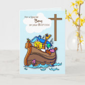 Taufe Boy Noah's Ark, Niedliche Tiere Karte (Gelbe Blume)