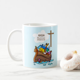 Taufe Boy Noah's Ark, Niedliche Tiere Personalisie Kaffeetasse