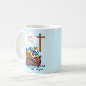 Taufe Boy Noah's Ark, Niedliche Tiere Personalisie Kaffeetasse (Vorderseite Links)
