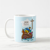 Taufe Boy Noah's Ark, Niedliche Tiere Personalisie Kaffeetasse (Links)