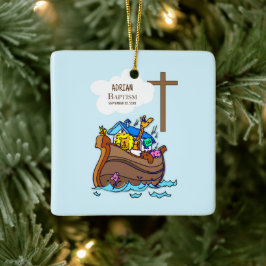 Taufe Boy Noah's Ark, Niedliche Tiere Personalisie Keramikornament