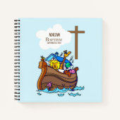 Taufe Boy Noah's Ark, Niedliche Tiere Personalisie Notizblock (Vorderseite)