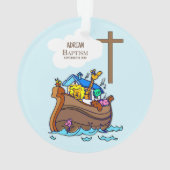 Taufe Boy Noah's Ark, Niedliche Tiere Personalisie Ornament (Rückseite)