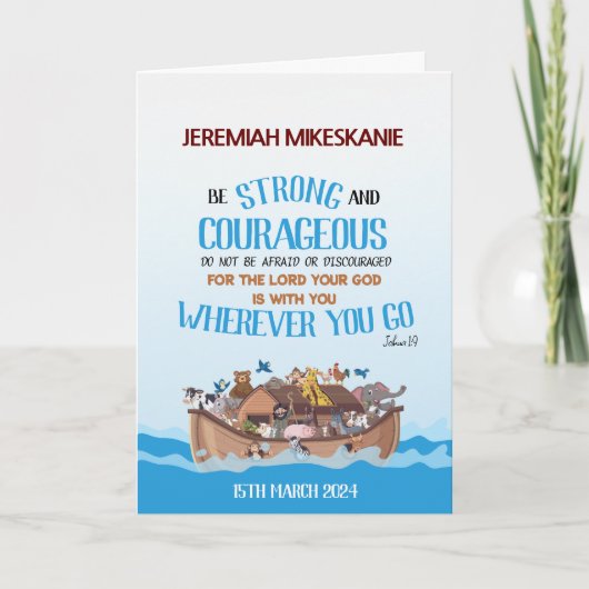 Taufe Boy Noah's Ark Theme Karte (Vorderseite)