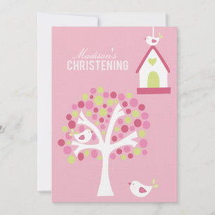 Taufe Christening Bird Tree individuelle Einladung