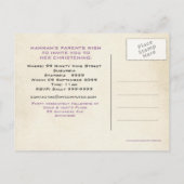 Taufe Christening Bird Trio in Tree Party Einladun Ankündigungspostkarte (Rückseite)