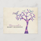 Taufe Christening Bird Trio in Tree Party Einladun Ankündigungspostkarte (Vorderseite)