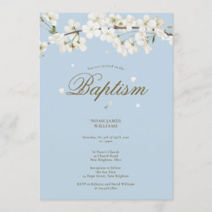Taufe Christening Blossom Floral Elegant Blau Einladung