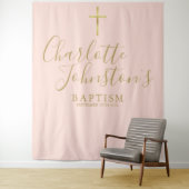 Taufe Christening Blush Pink Foto Hintergrund Wandteppich (Beispiel)
