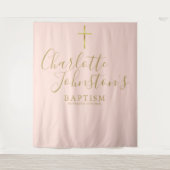 Taufe Christening Blush Pink Foto Hintergrund Wandteppich (Vorderseite)