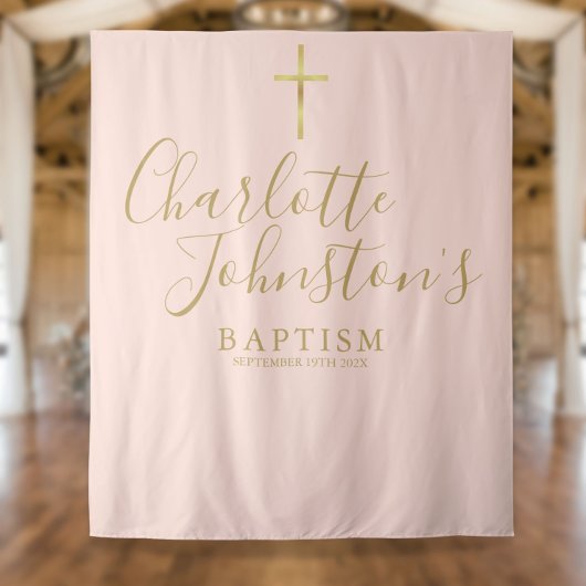 Taufe Christening Blush Pink Foto Hintergrund Wandteppich