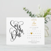Taufe Christening Calendar Gold Herz Save The Date (Stehend Vorderseite)