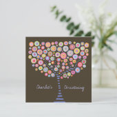 Taufe Christening Circle Tree Retro Einladung (Stehend Vorderseite)