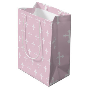 Taufe Christening Cross Bestätigung Girl Pink Mittlere Geschenktüte