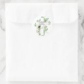 Taufe Christening Cross Green Gender Neutral Runder Aufkleber (Tasche)