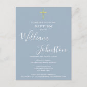 Taufe Christening Dusty Blue Einladung Postkarte (Vorderseite)