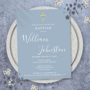 Taufe Christening Dusty Blue Einladung Postkarte
