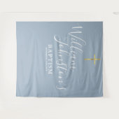 Taufe Christening Dusty Blue Foto Hintergrund Wandteppich (Vorderseite (Horizontal))
