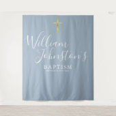 Taufe Christening Dusty Blue Foto Hintergrund Wandteppich (Vorderseite)