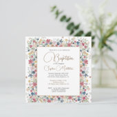 Taufe Christening Elegant Floral Religious Einladung (Stehend Vorderseite)