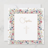 Taufe Christening Elegant Floral Religious Einladung (Rückseite)